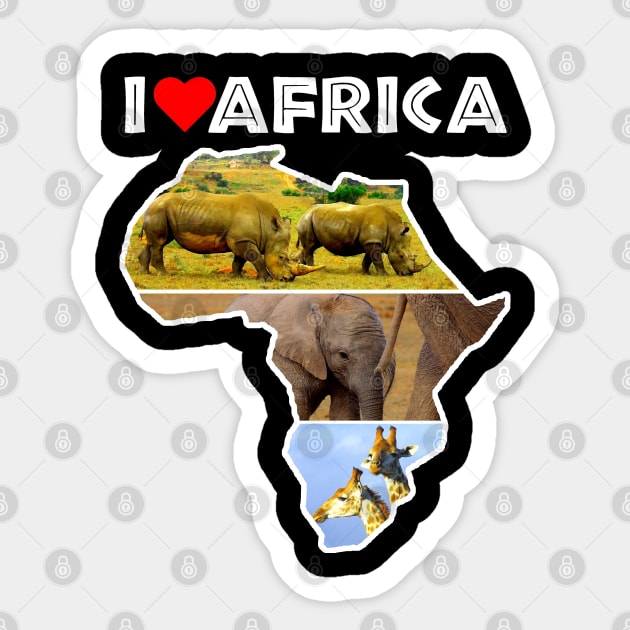 I Love Africa Wildlife Collage Map Sticker by PathblazerStudios